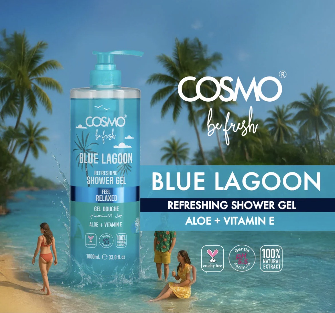 Cosmo Blue Lagoon Refreshing Shower Gel 1000ml