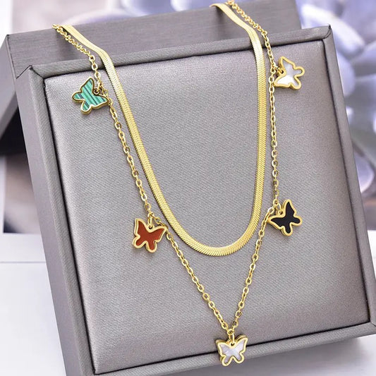 Double Layer Butter Fly Necklace - Trillingo Express Online Marketplace