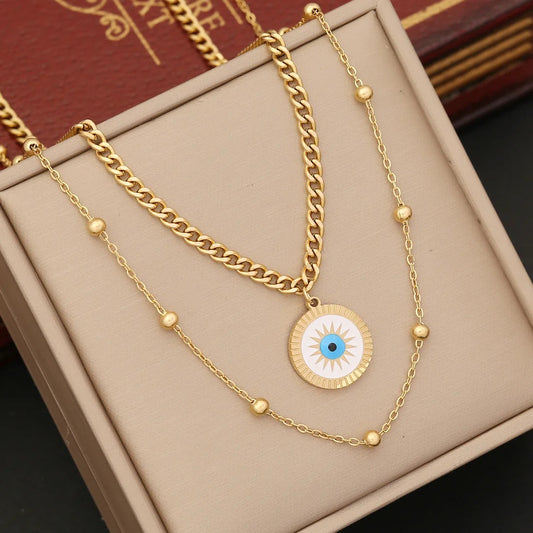 Double Layer Evil Eye Star Necklace - Trillingo Express Online Marketplace