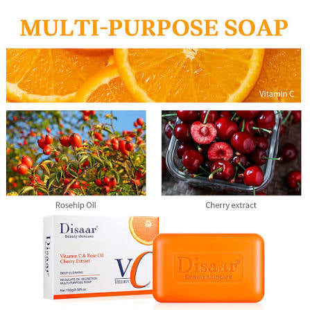 Disaar Beauty Vitamin C Whitening Soap with Rose Oil Cherry Extract (100g / 3.38 fl oz)