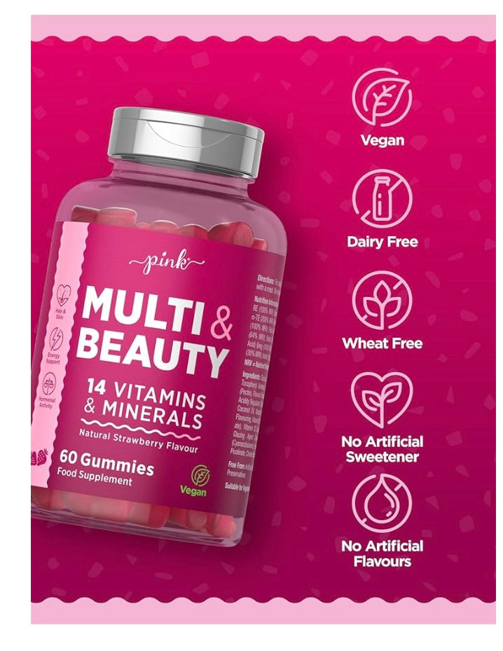 Pink Multi Beauty 14 Vitamins 60 Gummies - Trillingo Express Online Marketplace