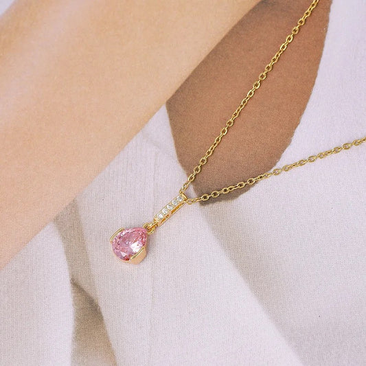 Gold Pink Pendant Necklace - Trillingo Express Online Marketplace