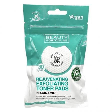 Beauty Formulas Rejuvenating Niacinamide Exfoliating Toner Pads - 30 Pads