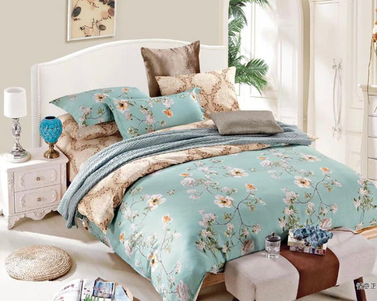 Mint Green With Floral Bed Sheet - Trillingo Express Online Marketplace