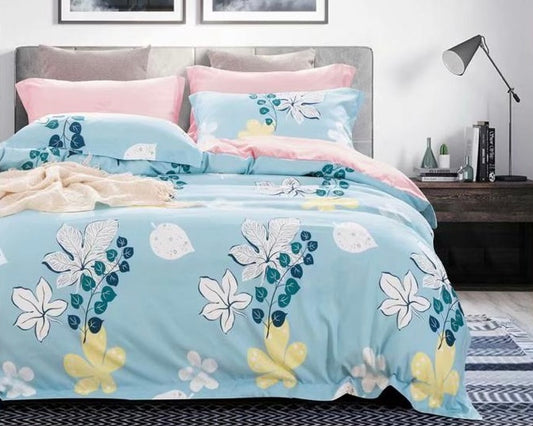 Middle Blue With Yellow Floral Bed Sheet - Trillingo Express Online Marketplace