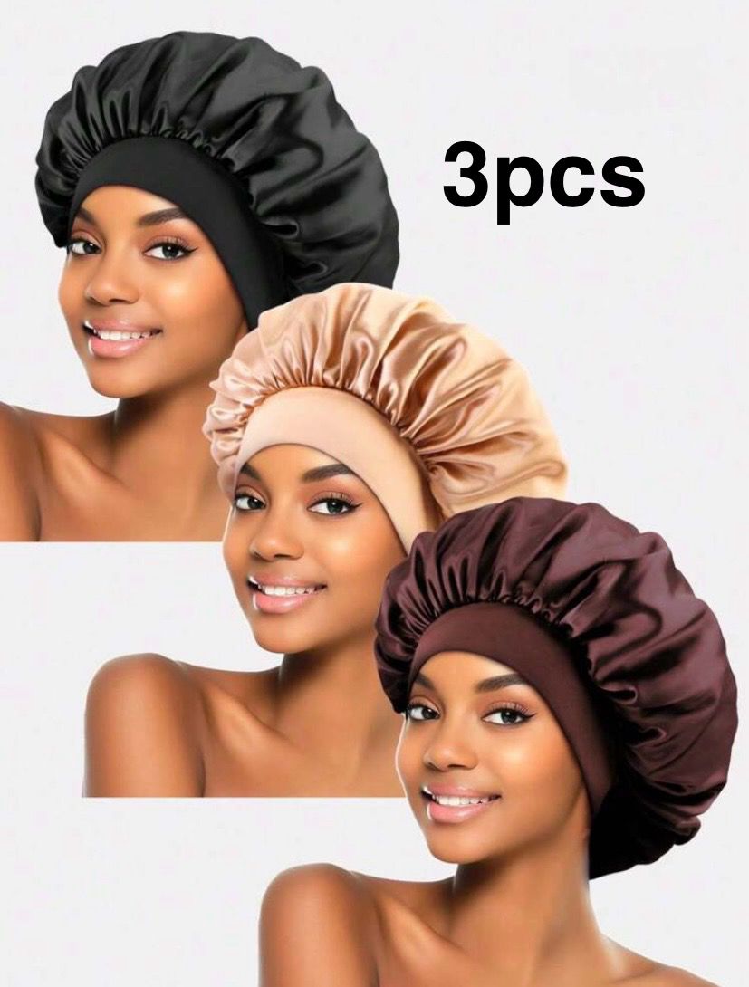Satin Silk Bonnet 3 Pcs Mix Colours