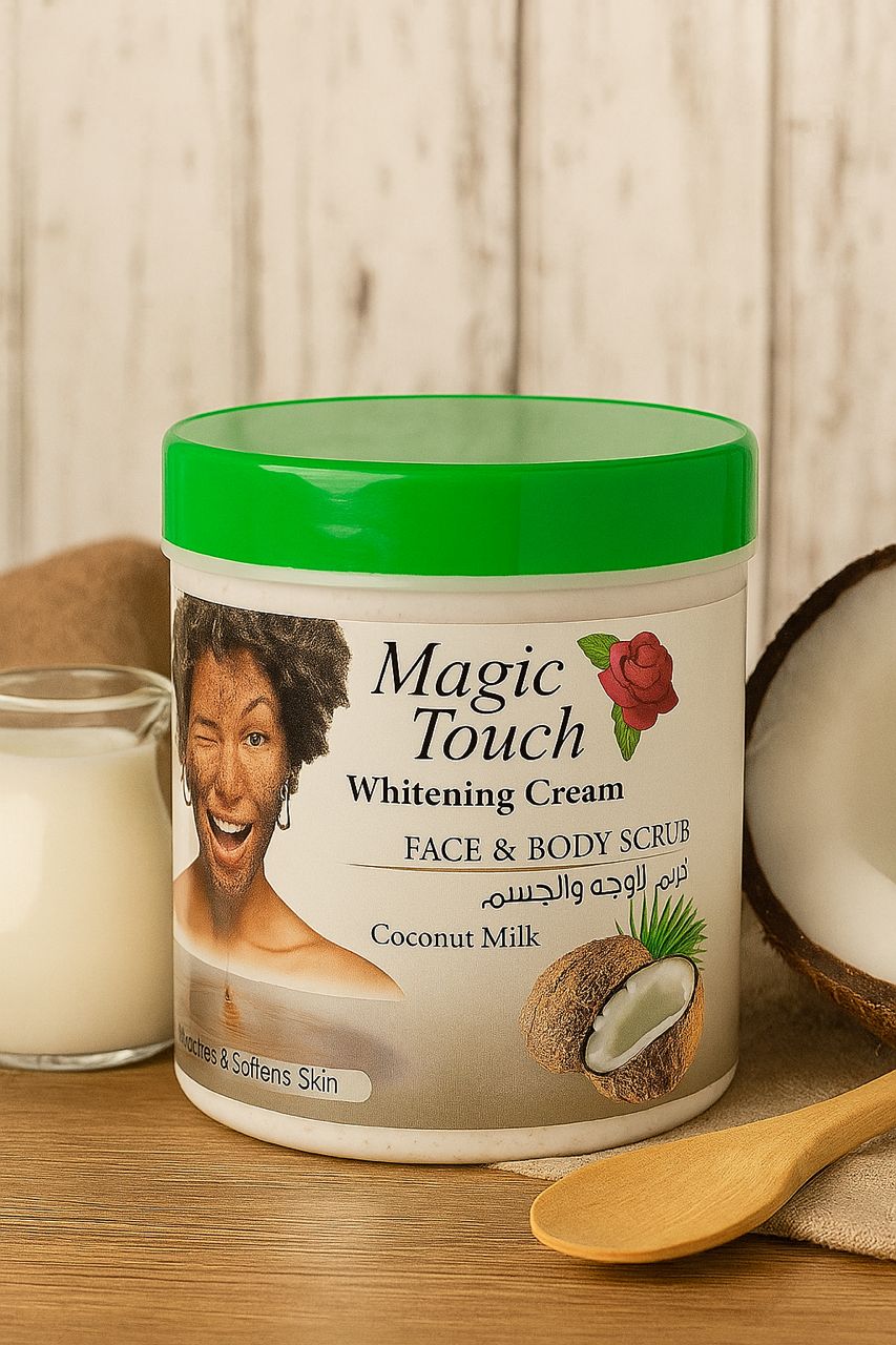 Magic Touch Whitening Cream Face Body Scrub –Coconut Milk (500ml) Brighten & Smooth