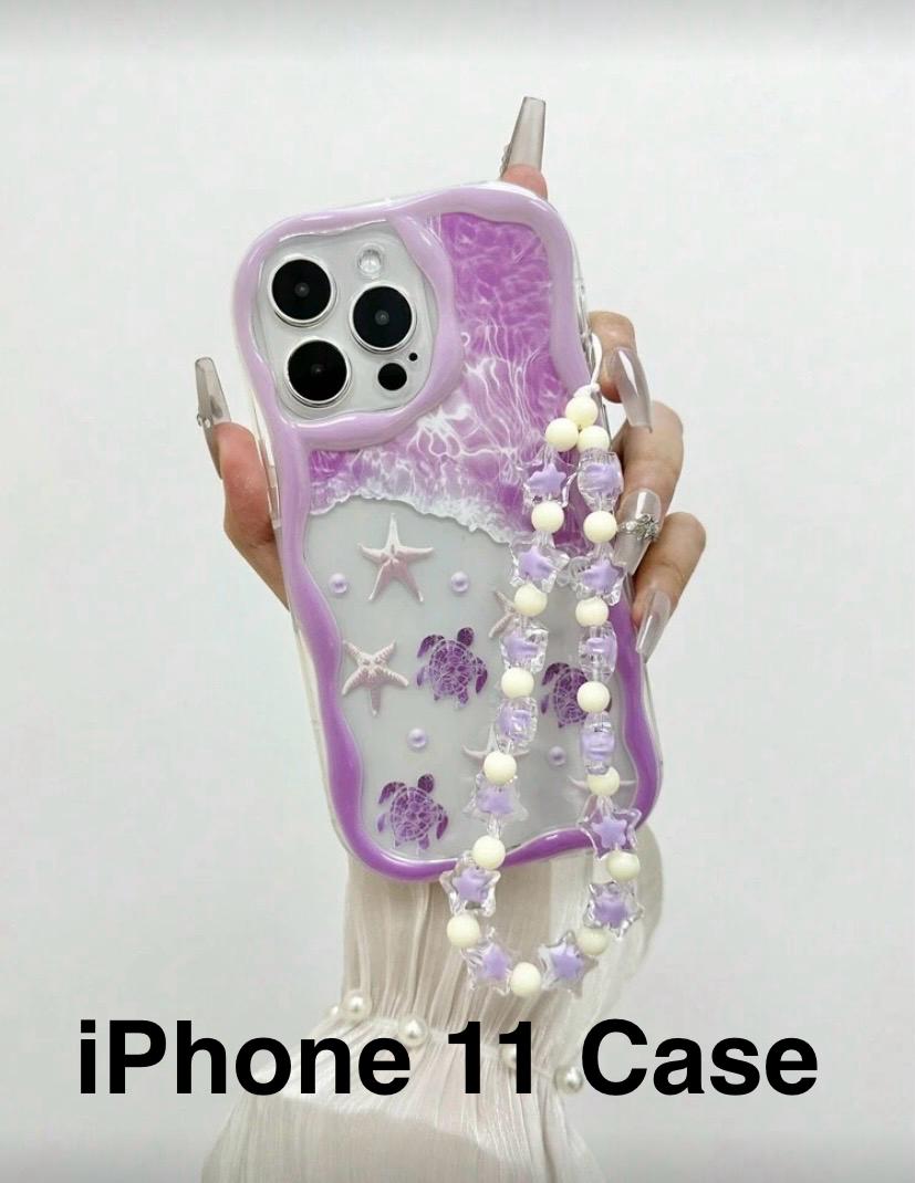 I Phone 11 Star Transparent Clear Case With Bead Chain