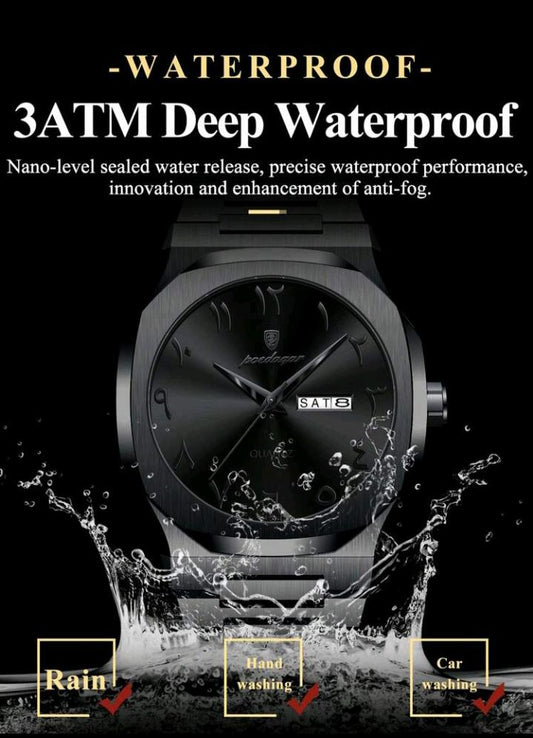 Poedagar Black Quartz Men's Watch