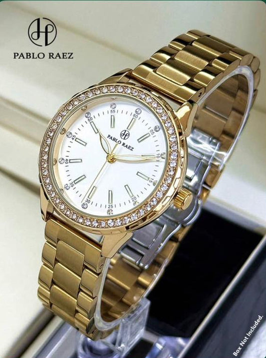 Pablo Baez 18K Gold SS Diamante Dial Women's Watch
