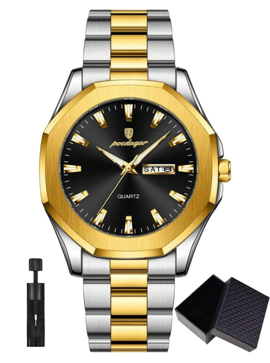 Poedagar Stainless Steel Quartz Men's Watch