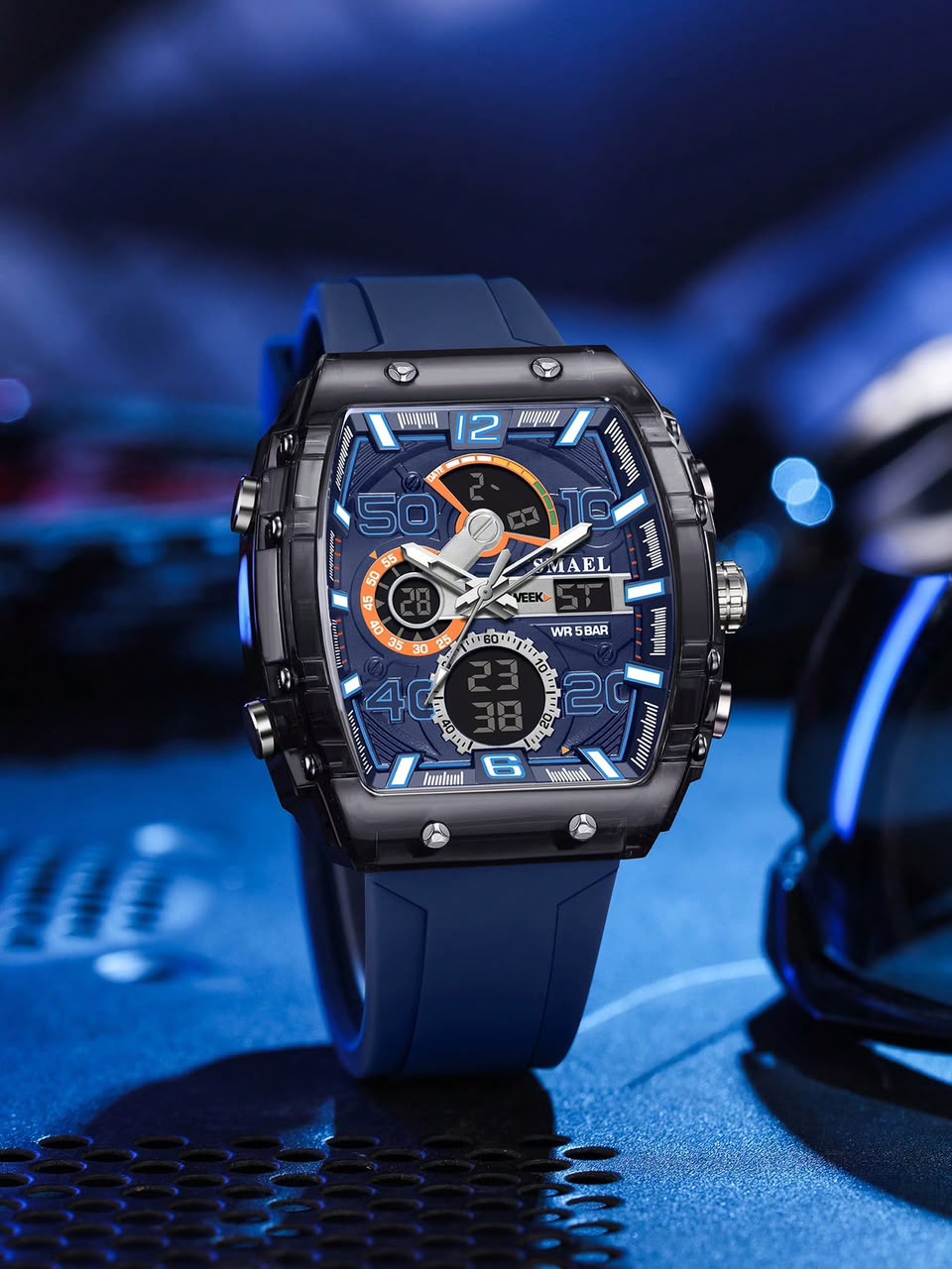 Smael Dark Blue Barrel Quartz Men's Watch