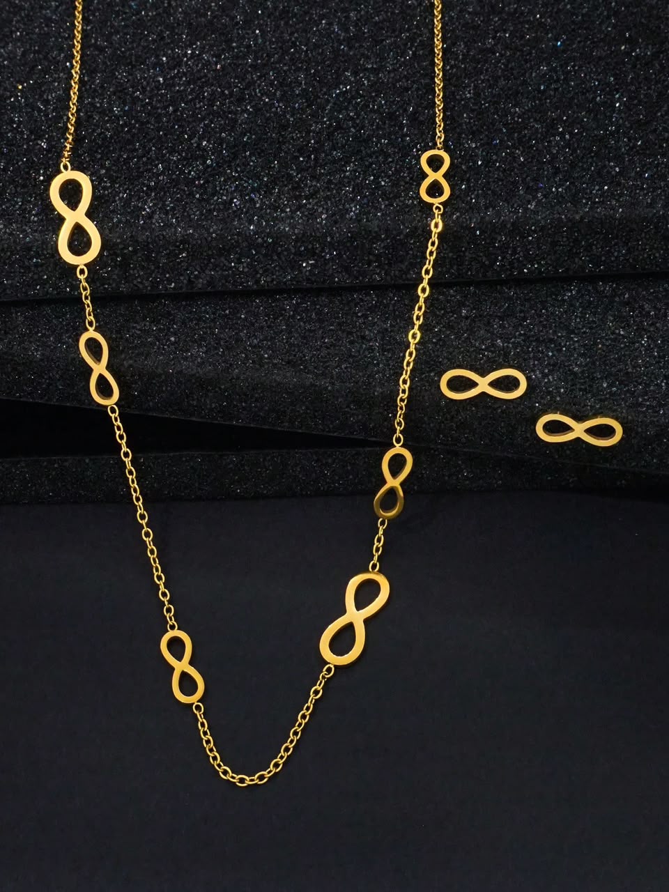 Gold Plated Infinity Pendant Necklace & Earrings Set