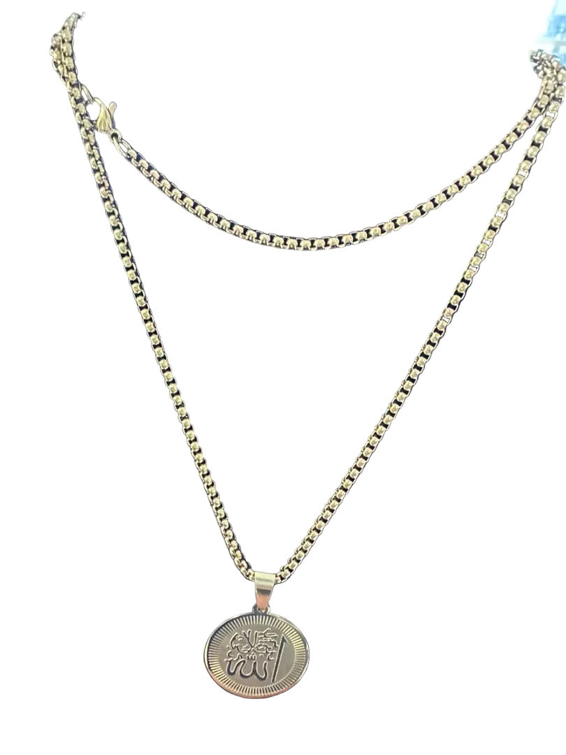 Silver Plated Muslim Religious Pendant Necklace