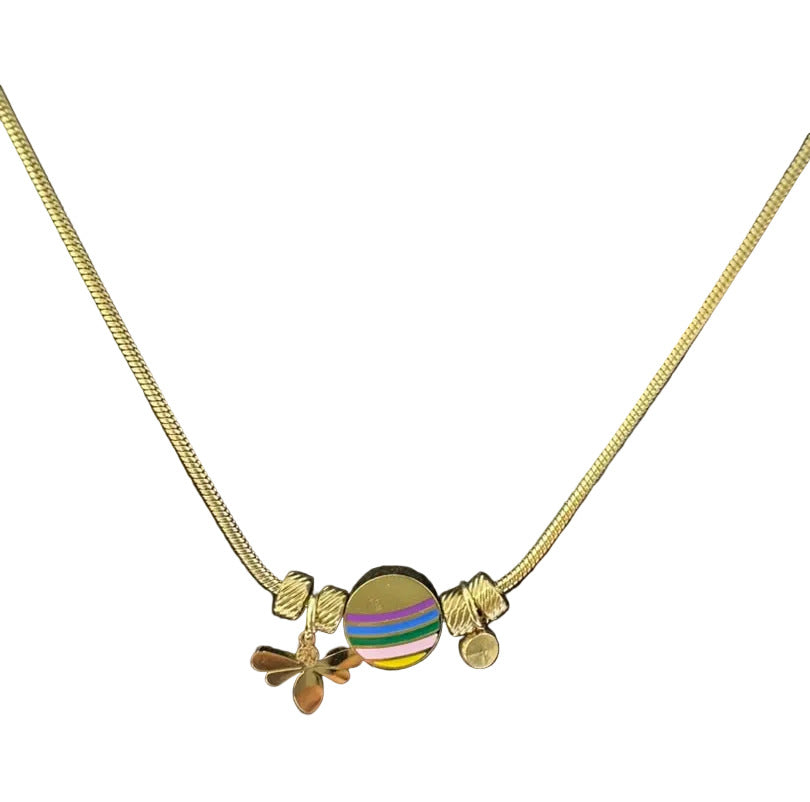 Gold Colourful Charm Statement Necklace
