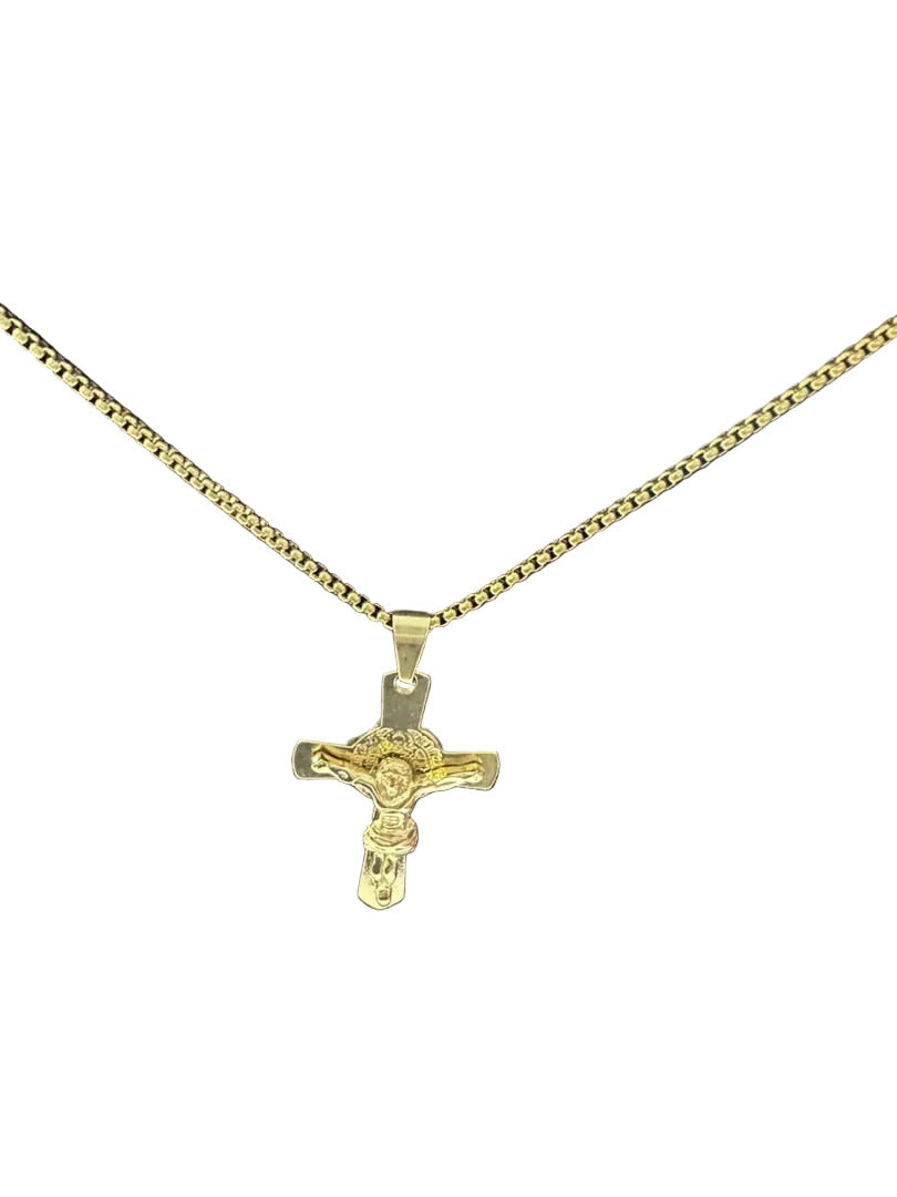 Gold Plated Crucifix Chain Cross Necklace
