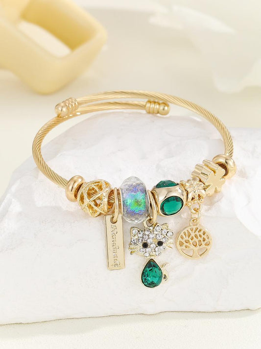 Cat & Water/drop Charm Bangle - Trillingo Express Online Marketplace
