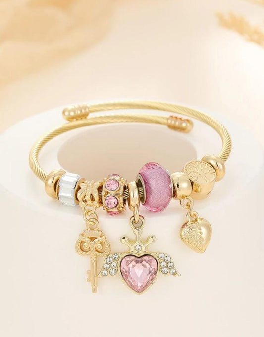 Pink Heart Charm Bangle - Trillingo Express Online Marketplace