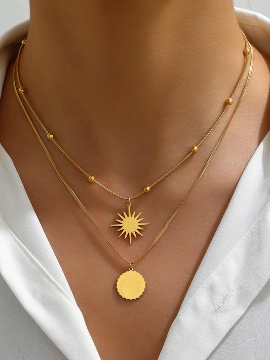 Sun + Star Double Layered Beaded Necklace - Trillingo Express Online Marketplace