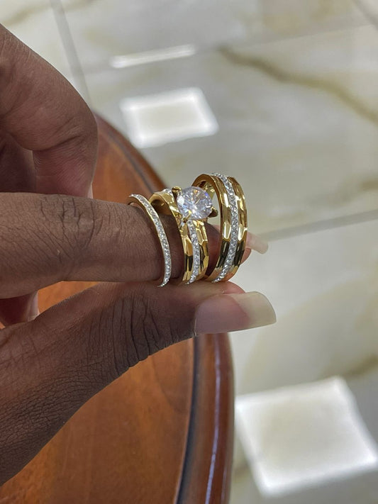 Gold Plated Women's Wedding Ring Set 3 Pieces SSWR 005 - Trillingo Express Online Marketplace